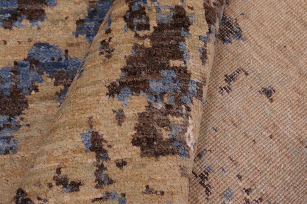 handmade Modern Modern Blue Tan Hand Knotted RECTANGLE WOOL&SILK area rug 8 x 10