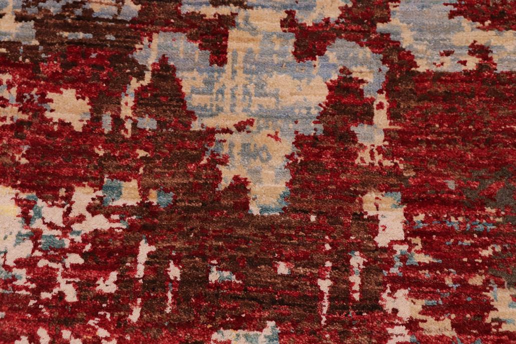 handmade Modern Modern Red Blue Hand Knotted RECTANGLE WOOL&SILK area rug 8 x 10