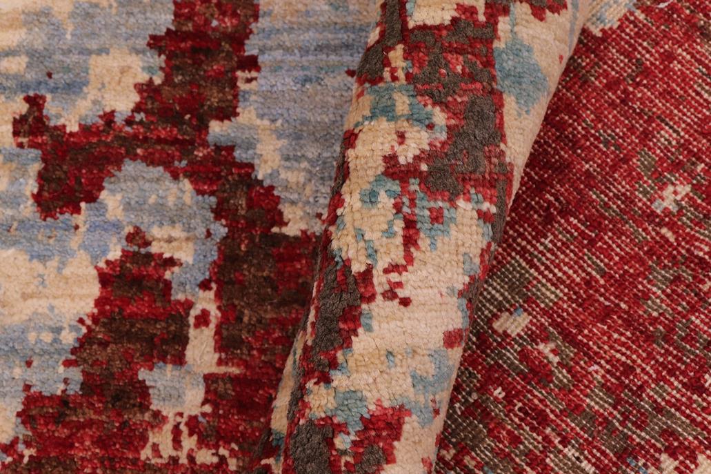 handmade Modern Modern Red Blue Hand Knotted RECTANGLE WOOL&SILK area rug 8 x 10