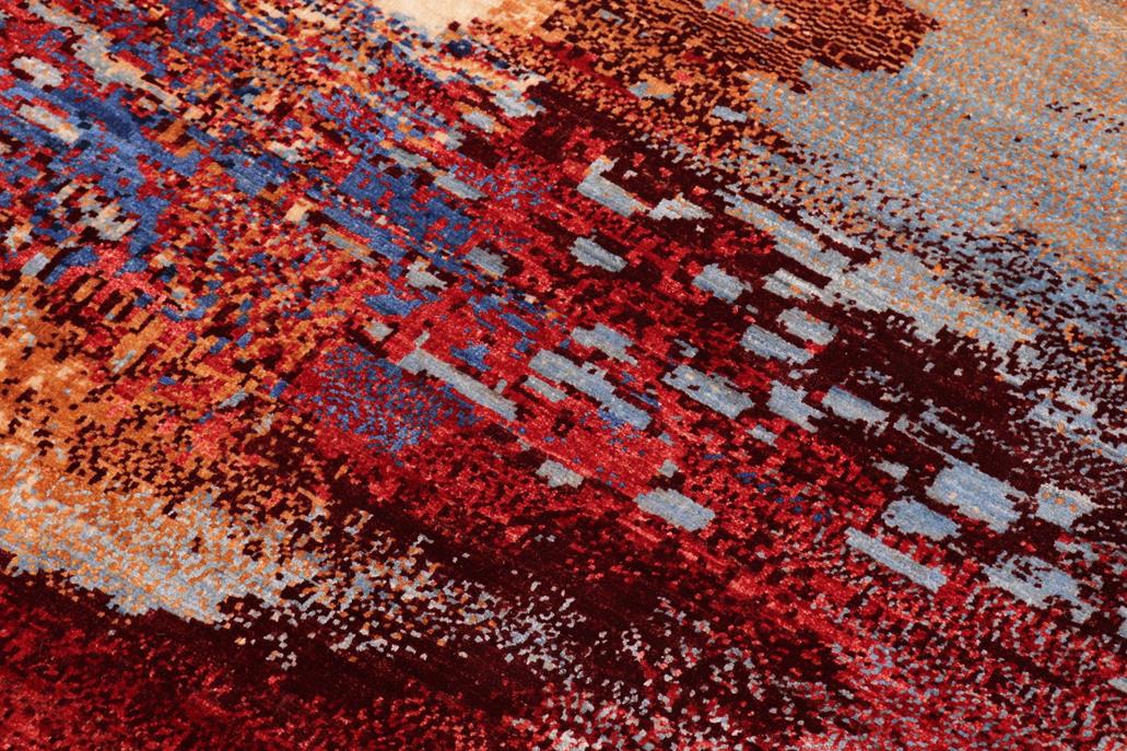 handmade Modern Modern Blue Red Hand Knotted RECTANGLE 100% WOOL area rug 8 x 10