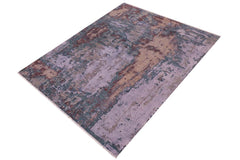 handmade Modern Modern Blue Brown Hand Knotted RECTANGLE WOOL&SILK area rug 8 x 10