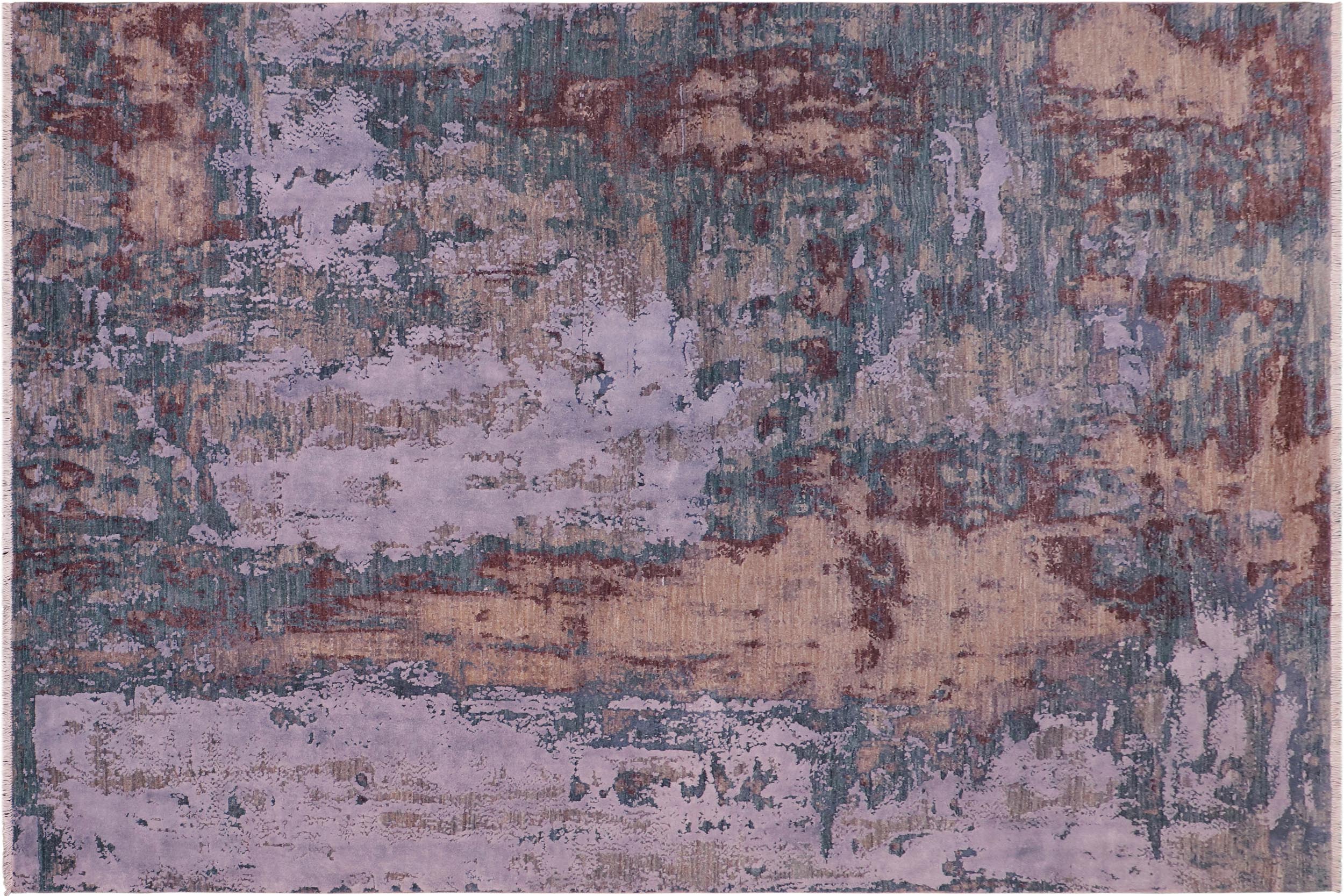 handmade Modern Modern Blue Brown Hand Knotted RECTANGLE WOOL&SILK area rug 8' x 10'