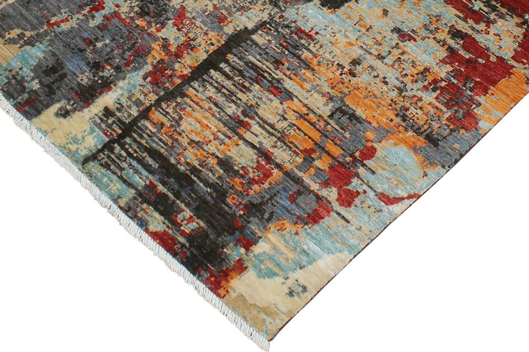 handmade Modern Modern Black Red Hand Knotted RECTANGLE WOOL&SILK area rug 4 x 6