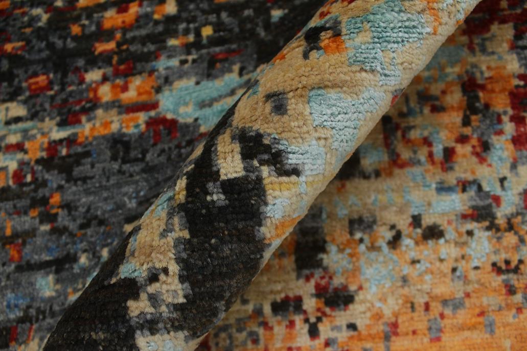 handmade Modern Modern Black Red Hand Knotted RECTANGLE WOOL&SILK area rug 4 x 6