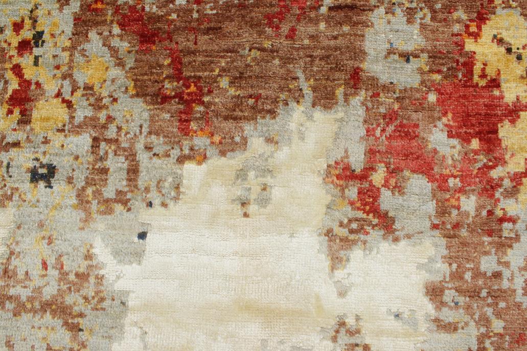 handmade Modern Modern Black Blue Hand Knotted RECTANGLE WOOL&SILK area rug 4 x 6