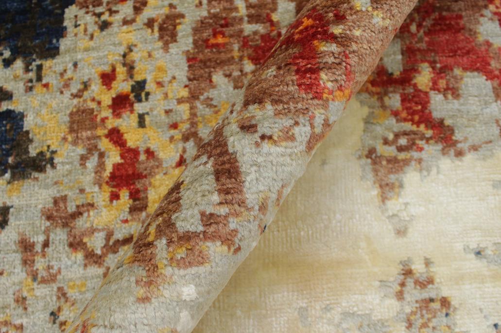 handmade Modern Modern Black Blue Hand Knotted RECTANGLE WOOL&SILK area rug 4 x 6