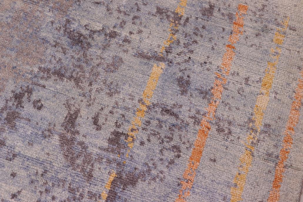 handmade Modern Kafkaz Blue Gray Hand Knotted RECTANGLE BAMBOO SILK area rug 8 x 10