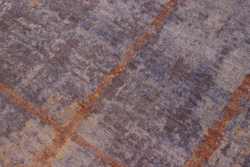 handmade Modern Kafkaz Blue Gray Hand Knotted RECTANGLE BAMBOO SILK area rug 8 x 10