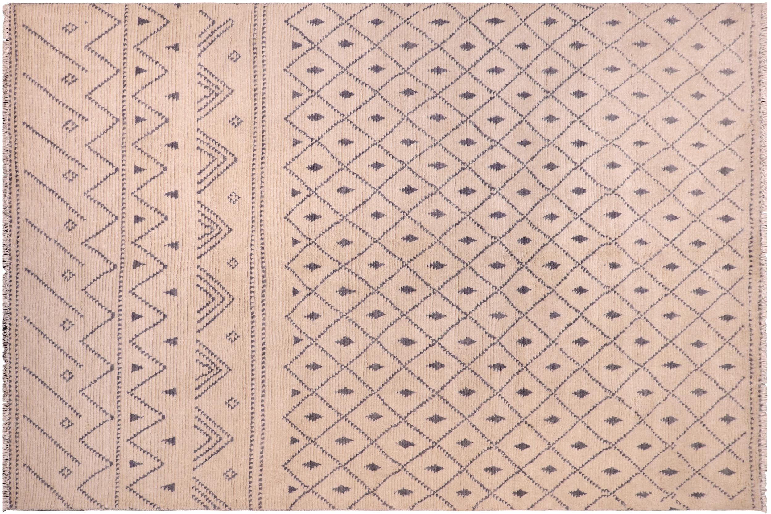 handmade Geometric Berjusta Beige Gray Hand Knotted RECTANGLE 100% WOOL area rug 8' x 10'
