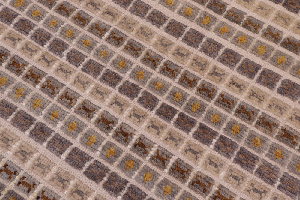 handmade Geometric Berjusta Gray Blue Hand Knotted RECTANGLE WOOL&SILK area rug 8' x 10'