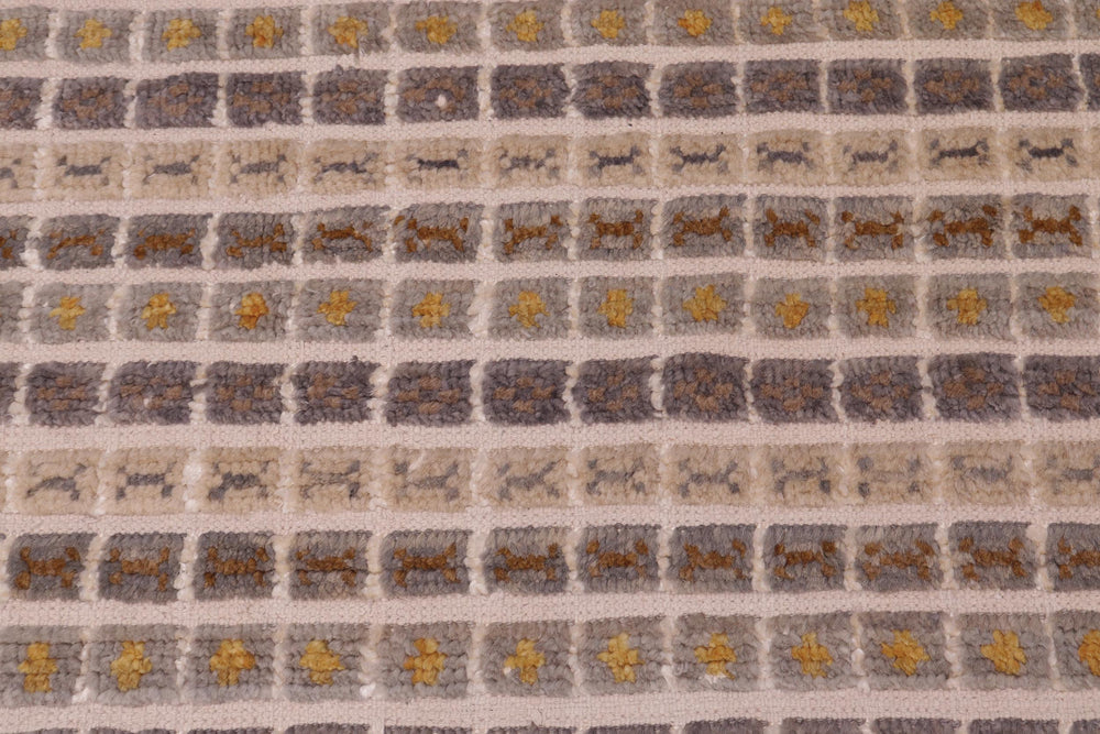 handmade Geometric Berjusta Gray Blue Hand Knotted RECTANGLE WOOL&SILK area rug 8' x 10'