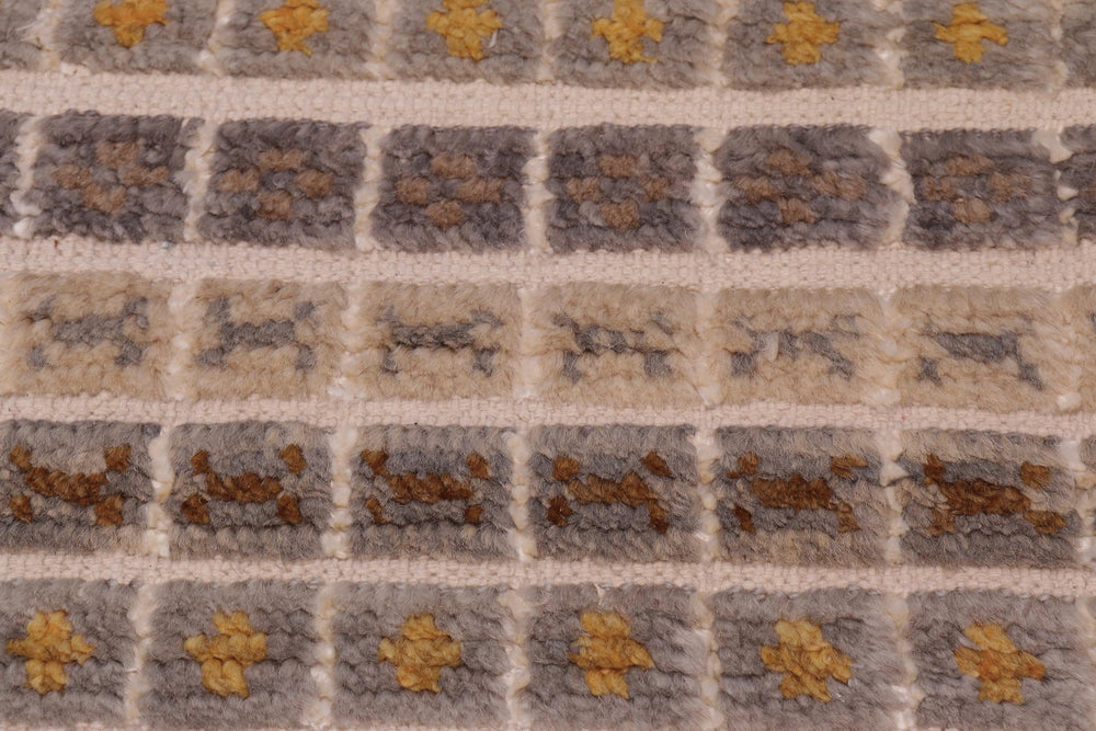 handmade Geometric Berjusta Gray Blue Hand Knotted RECTANGLE WOOL&SILK area rug 8' x 10'