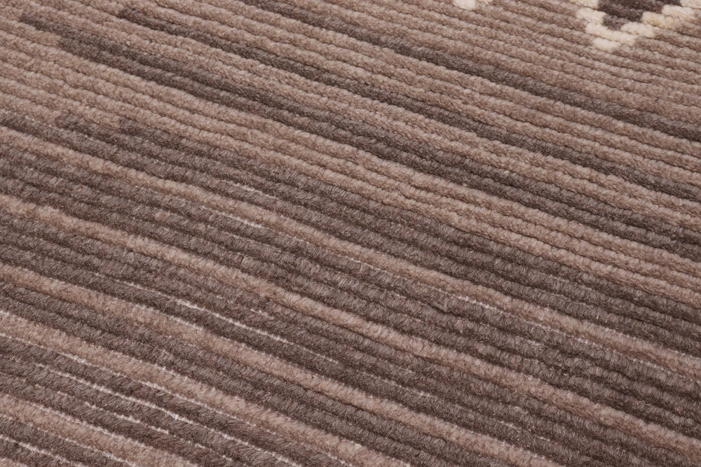 handmade Geometric Berjusta Brown Beige Hand Knotted RECTANGLE 100% WOOL area rug 9' x 12'