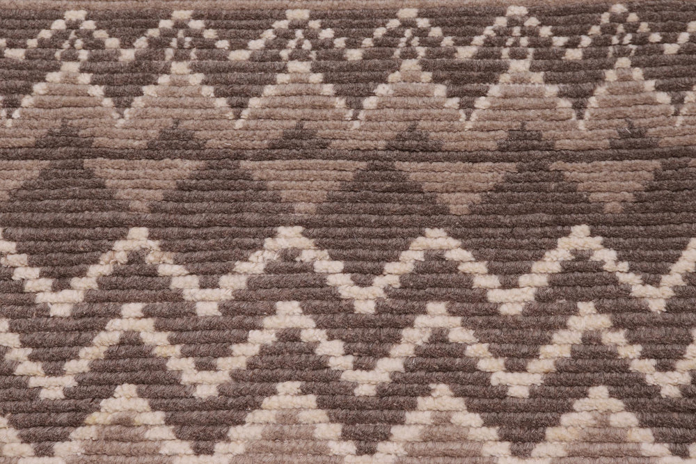 handmade Geometric Berjusta Brown Beige Hand Knotted RECTANGLE 100% WOOL area rug 9' x 12'