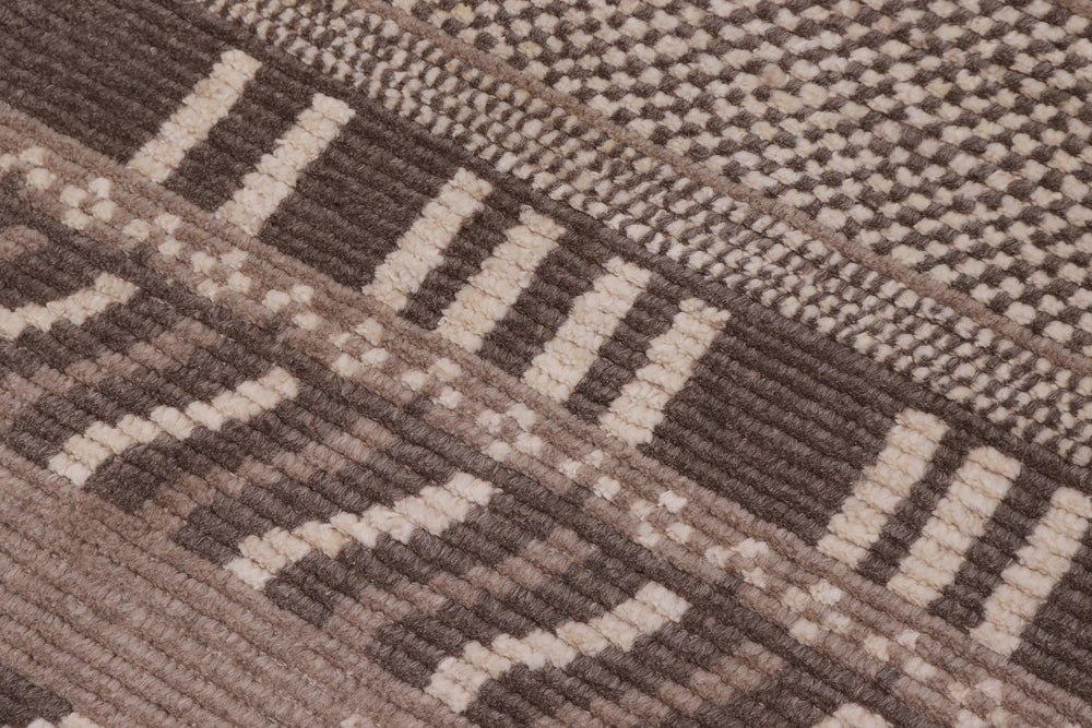handmade Geometric Berjusta Brown Beige Hand Knotted RECTANGLE 100% WOOL area rug 9' x 12'