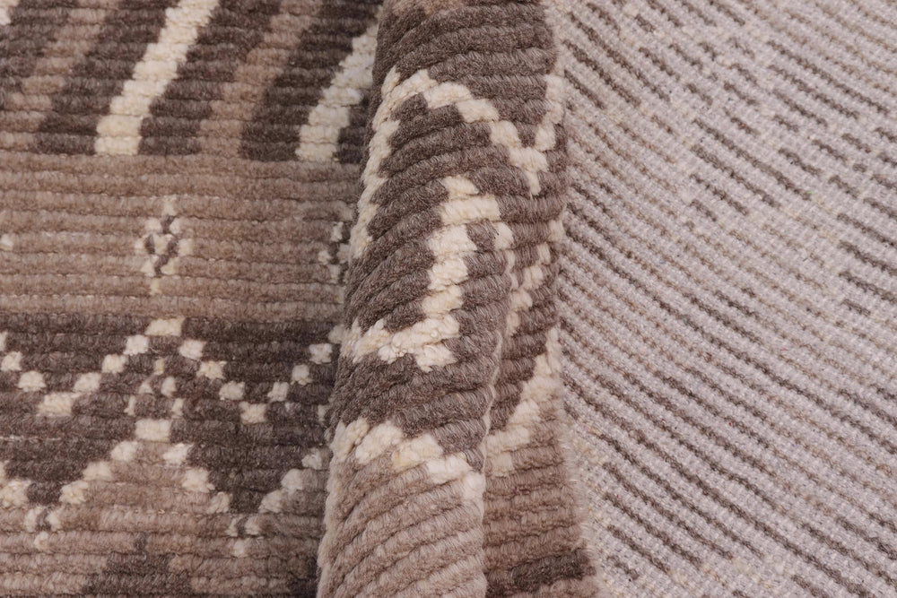 handmade Geometric Berjusta Brown Beige Hand Knotted RECTANGLE 100% WOOL area rug 9' x 12'