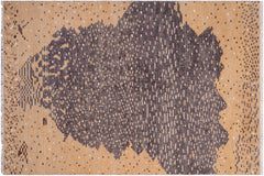 handmade Geometric Berjusta Orange Gray Hand Knotted RECTANGLE WOOL&SILK area rug 5' x 8'