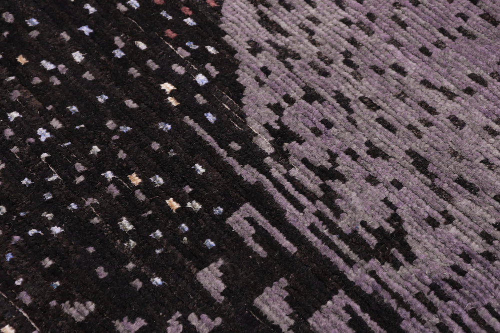 handmade Geometric Berjusta Black Gray Hand Knotted RECTANGLE WOOL&SILK area rug 5' x 8'
