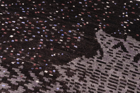 handmade Geometric Berjusta Black Gray Hand Knotted RECTANGLE WOOL&SILK area rug 5' x 8'