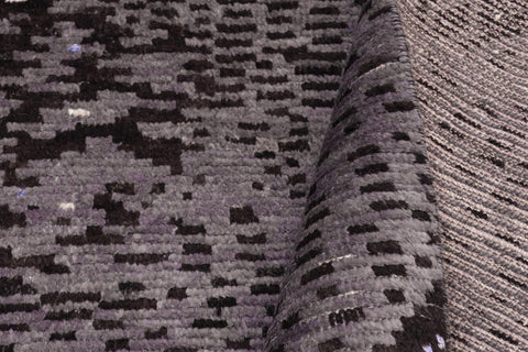 handmade Geometric Berjusta Black Gray Hand Knotted RECTANGLE WOOL&SILK area rug 5' x 8'