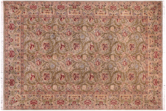 handmade Transitional Marry Gold Green Beige Hand Knotted RECTANGLE 100% WOOL area rug 10x14