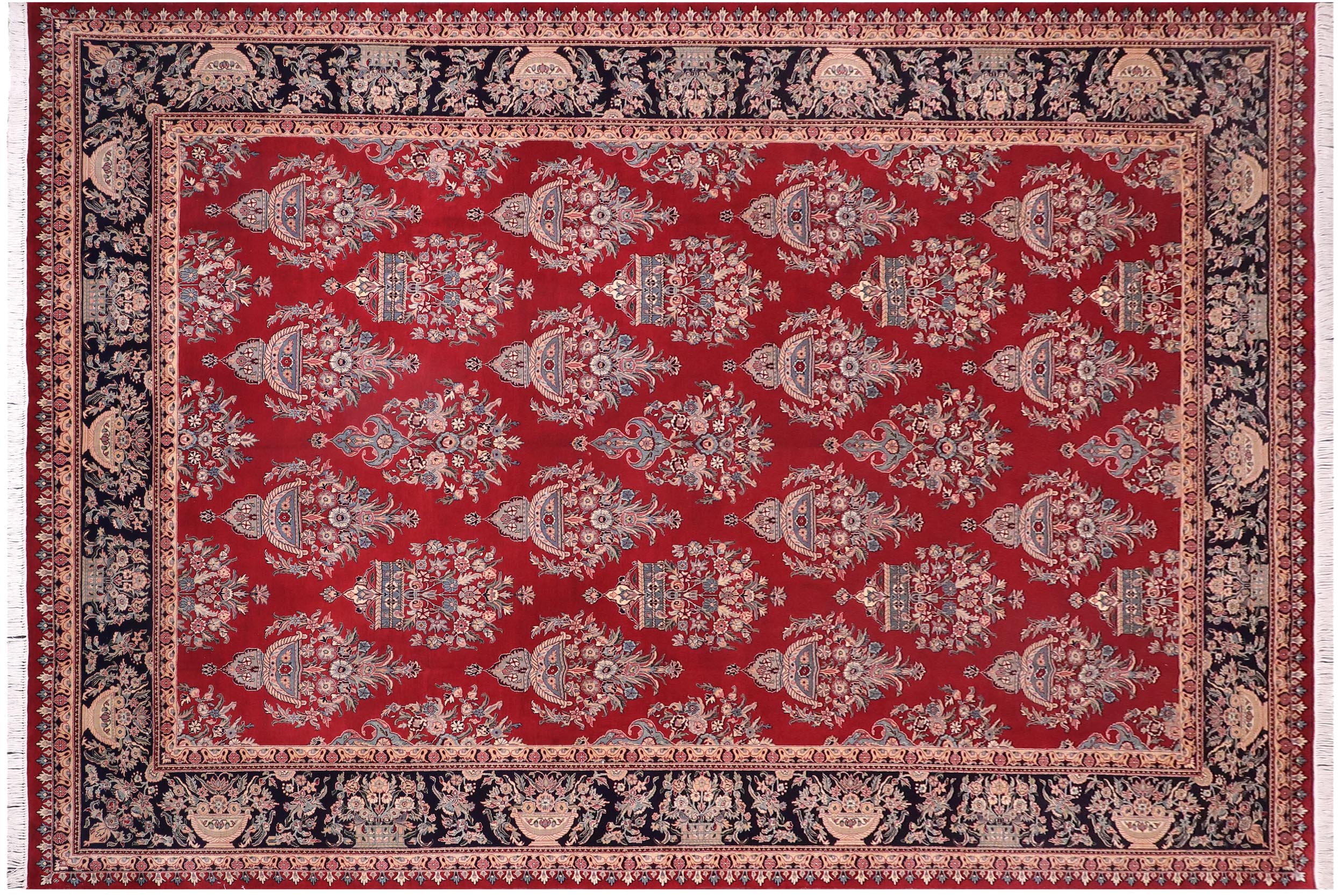 handmade Transitional Tabriz Red Black Hand Knotted RECTANGLE 100% WOOL area rug 10x15