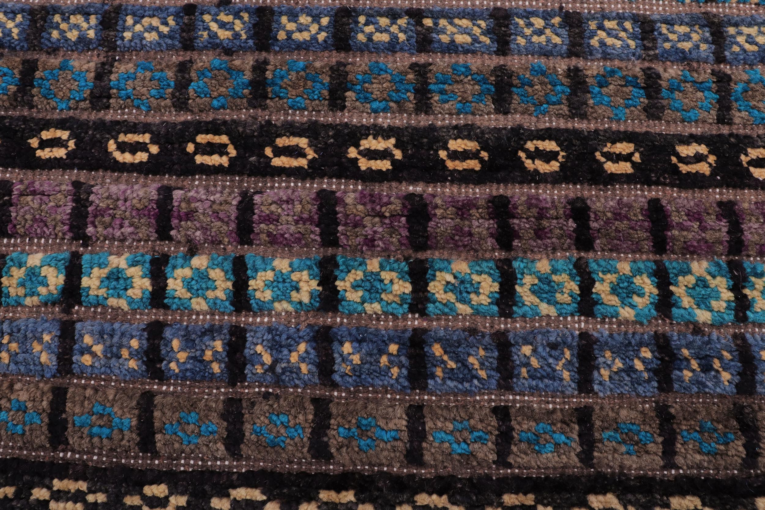 handmade Geometric Berjusta Black Gold Hand Knotted RECTANGLE 100% WOOL area rug 5' x 7'