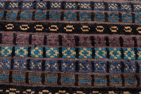 handmade Geometric Berjusta Black Gold Hand Knotted RECTANGLE 100% WOOL area rug 5' x 7'