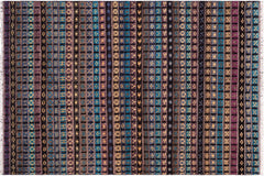 handmade Geometric Berjusta Black Gold Hand Knotted RECTANGLE 100% WOOL area rug 5' x 7'