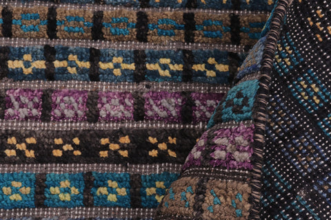 handmade Geometric Berjusta Black Blue Hand Knotted RECTANGLE 100% WOOL area rug 3' x 5'