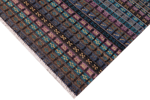 handmade Geometric Berjusta Black Blue Hand Knotted RECTANGLE 100% WOOL area rug 3' x 5'