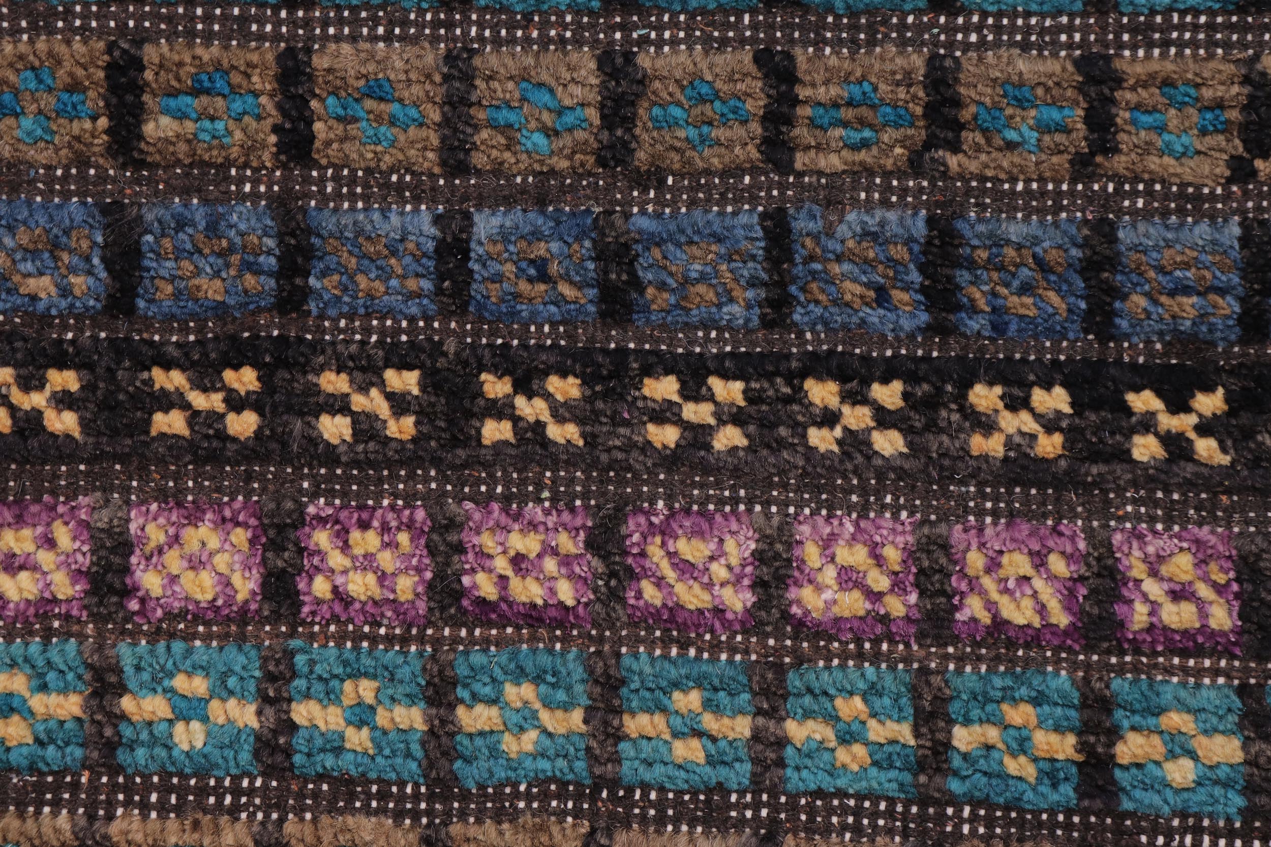handmade Geometric Berjusta Black Blue Hand Knotted RECTANGLE 100% WOOL area rug 3' x 5'