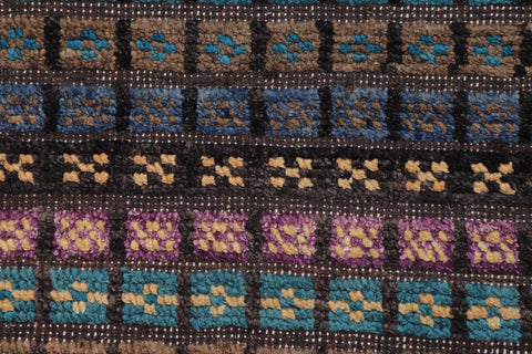 handmade Geometric Berjusta Black Blue Hand Knotted RECTANGLE 100% WOOL area rug 3' x 5'