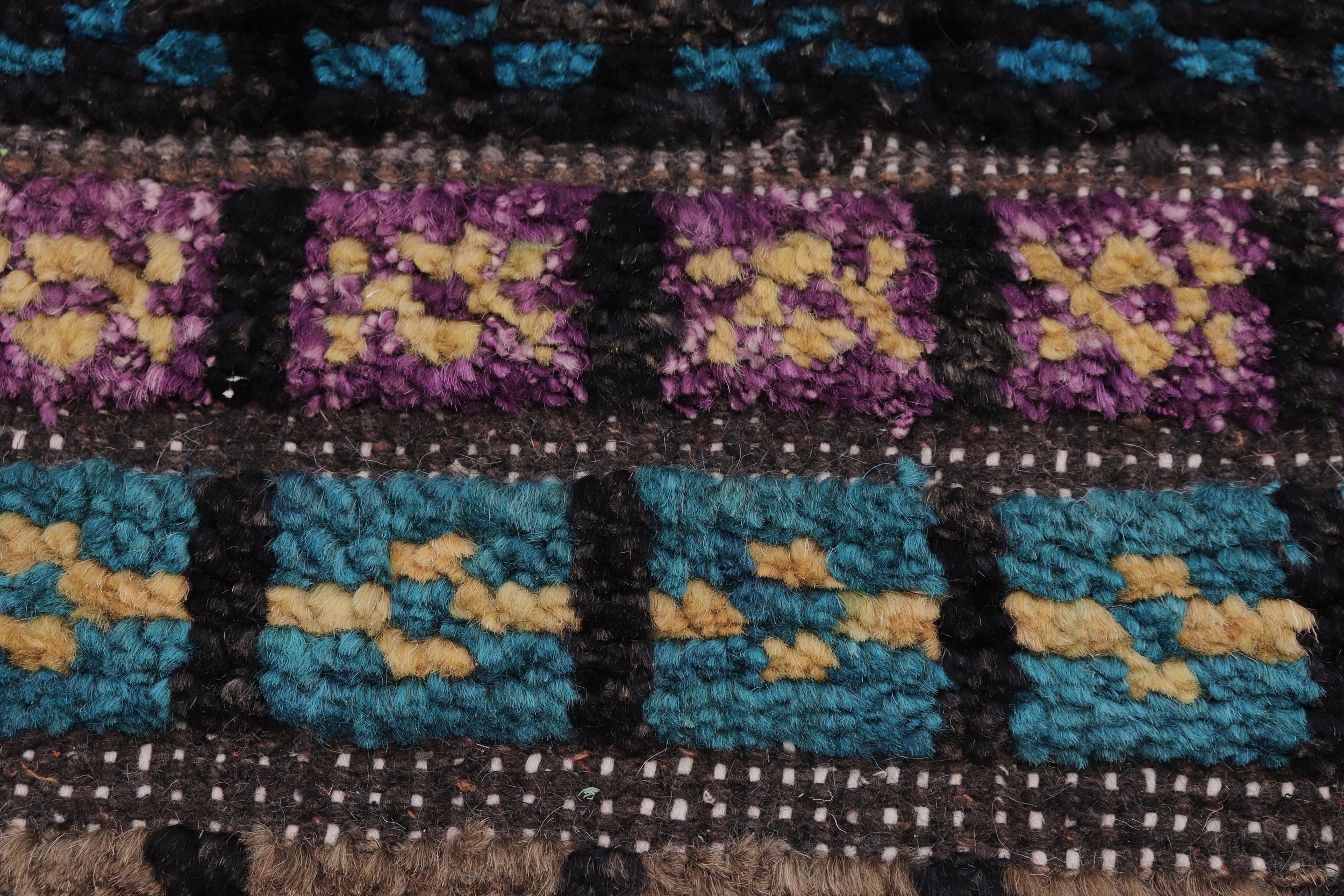 handmade Geometric Berjusta Black Blue Hand Knotted RECTANGLE 100% WOOL area rug 3' x 5'