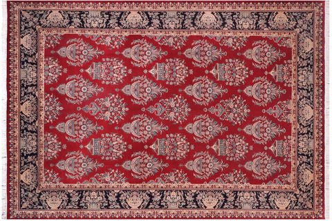 handmade Transitional Tabriz Red Black Hand Knotted RECTANGLE 100% WOOL area rug 10x15