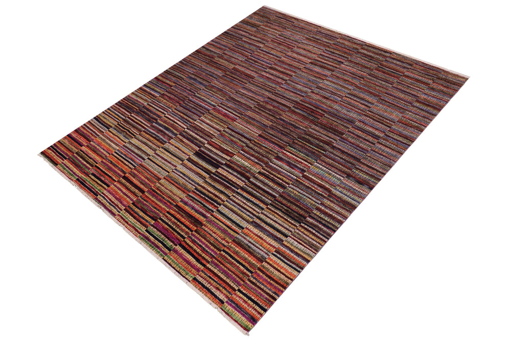handmade Geometric Berjusta Rust Blue Hand Knotted RECTANGLE 100% WOOL area rug 9' x 12'