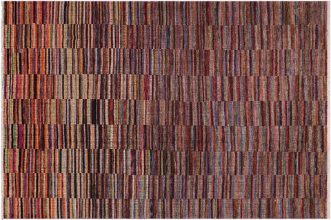 handmade Geometric Berjusta Rust Blue Hand Knotted RECTANGLE 100% WOOL area rug 9' x 12'