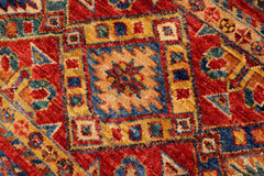 handmade Geometric Kurjean Red Blue Hand Knotted RECTANGLE 100% WOOL area rug 6x8