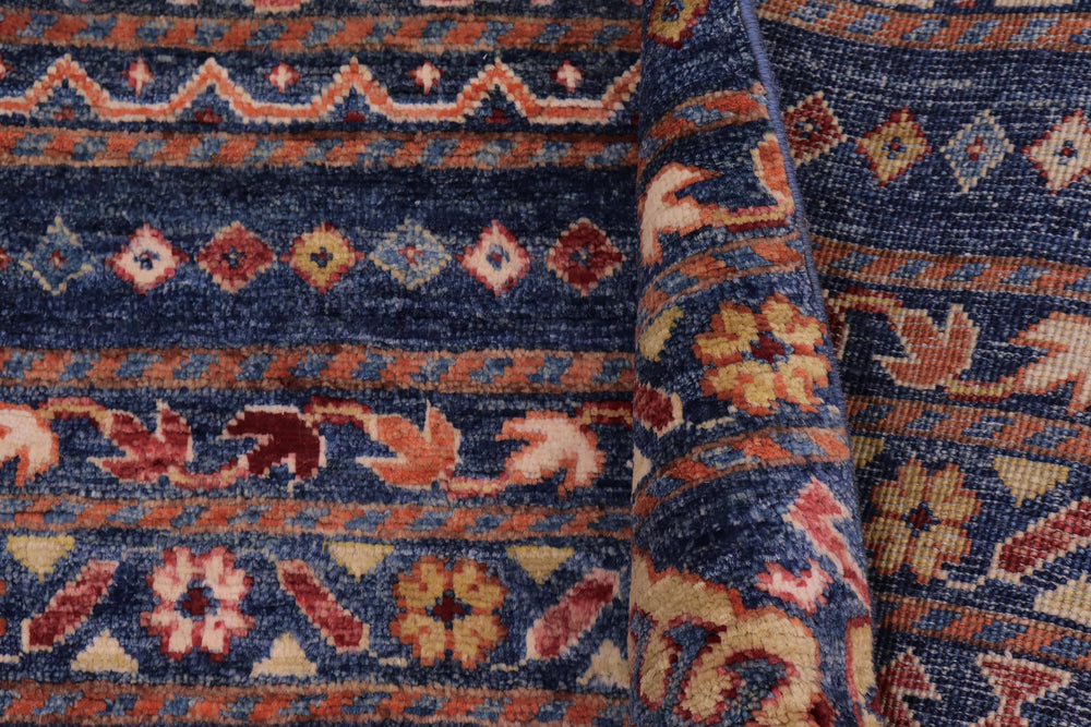 handmade Geometric Kurjean Blue Red Hand Knotted RUNNER 100% WOOL area rug 3x10