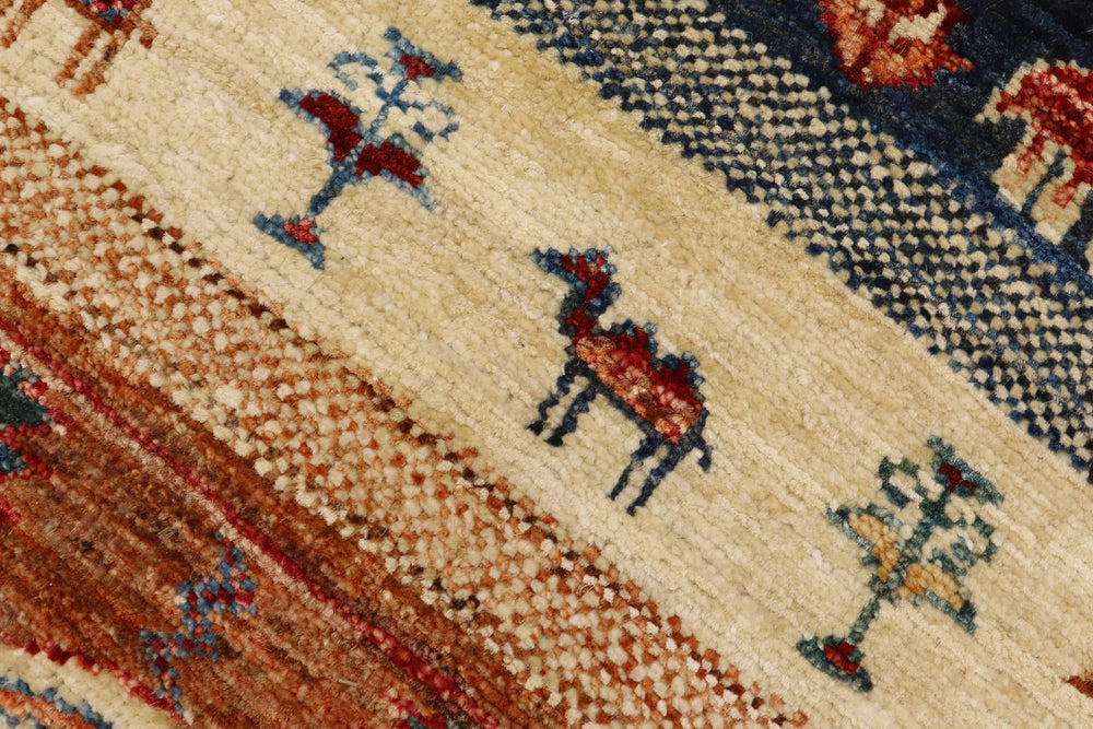 handmade Geometric Kurjean Red Beige Hand Knotted RUNNER 100% WOOL area rug 3x8