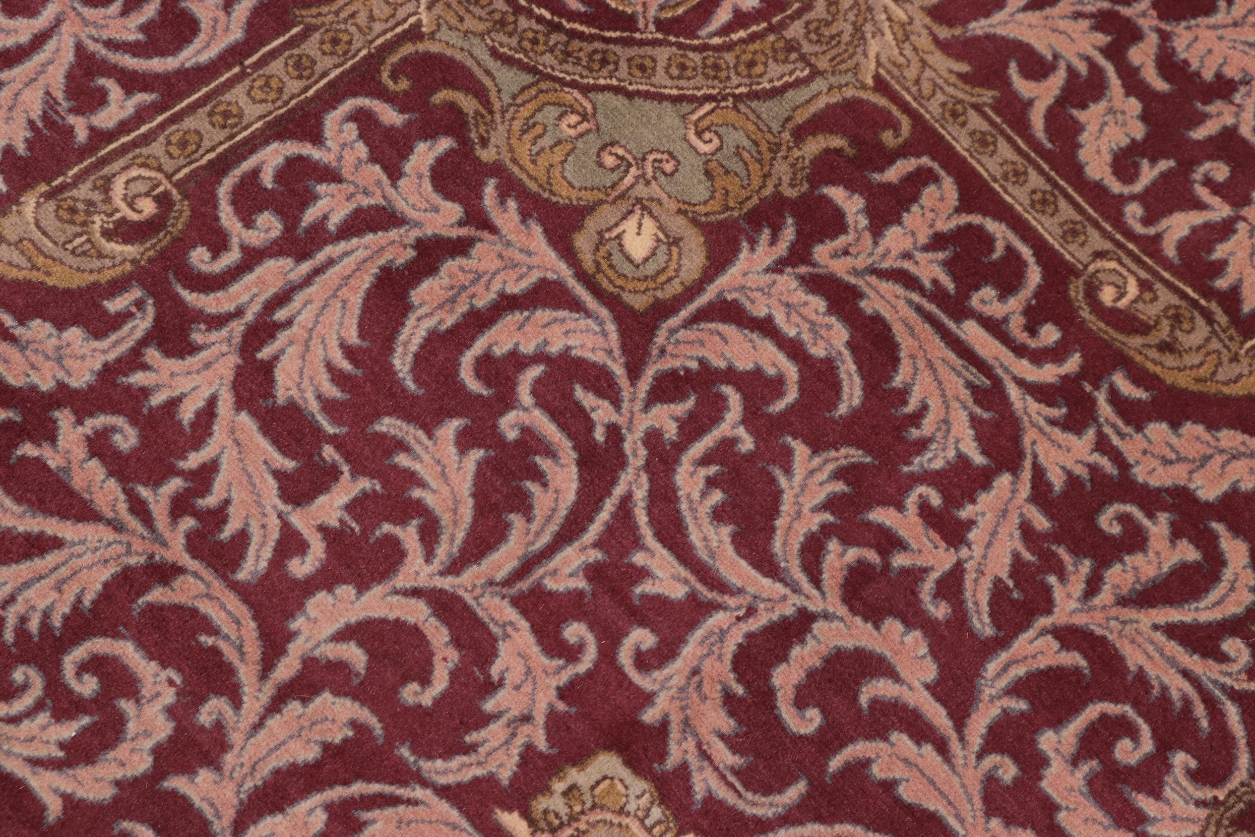 handmade Traditional Abusson Green Maroon Hand Knotted RECTANGLE 100% WOOL area rug 10x14