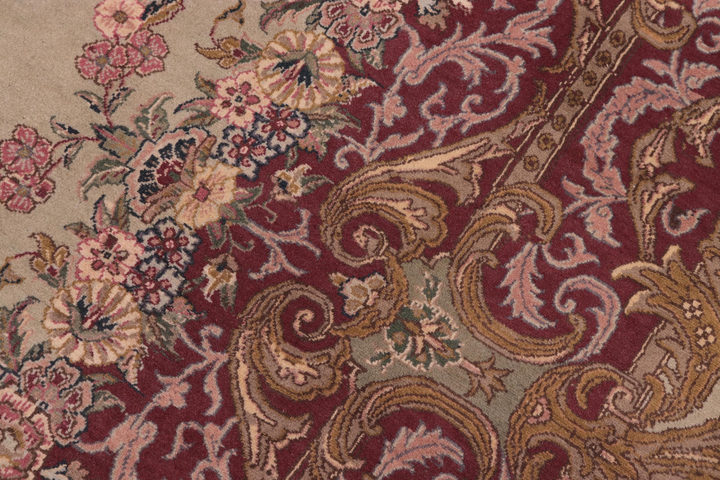handmade Traditional Abusson Green Maroon Hand Knotted RECTANGLE 100% WOOL area rug 10x14
