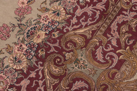 handmade Traditional Abusson Green Maroon Hand Knotted RECTANGLE 100% WOOL area rug 10x14