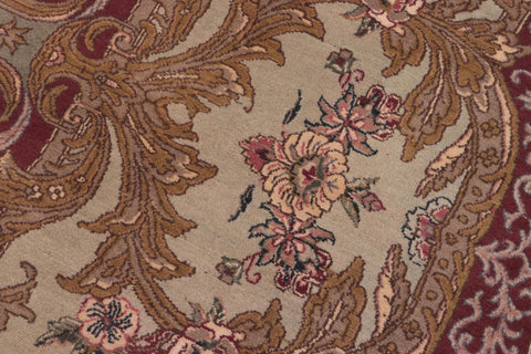 handmade Traditional Abusson Green Maroon Hand Knotted RECTANGLE 100% WOOL area rug 10x14