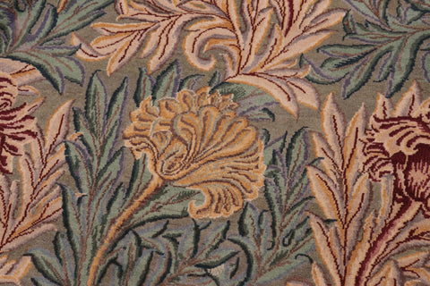 handmade Transitional William Mor Green Brown Hand Knotted RECTANGLE 100% WOOL area rug 10x14