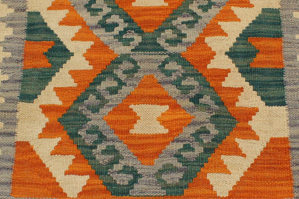 Flat Weave Kilim Antique Navaho Vintage handmade Geometric Kilim Rust Purple Hand-Woven Rectangle 100% Wool Area Rug 2x3 