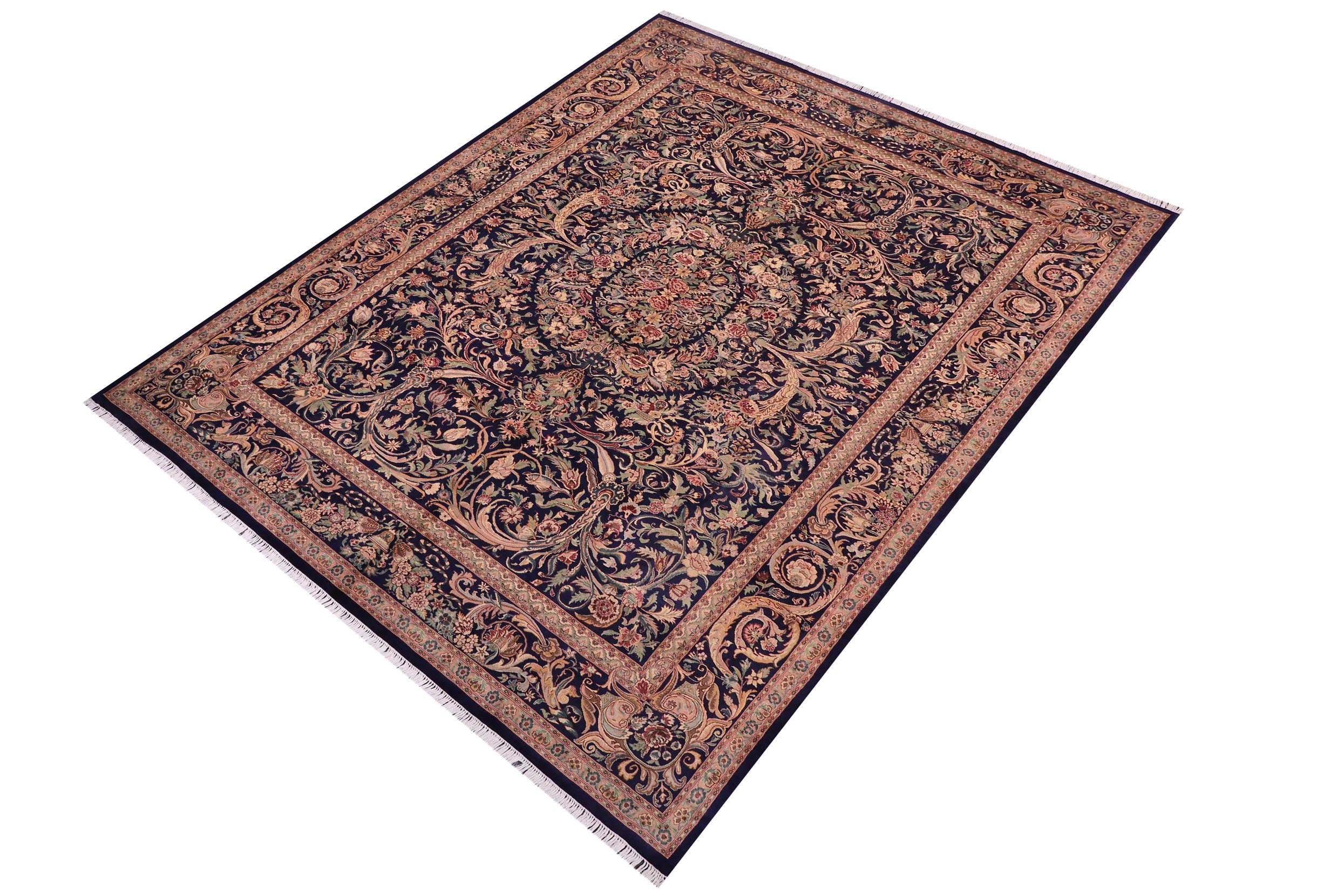 handmade Traditional Tamour Blue Red Hand Knotted RECTANGLE 100% WOOL area rug 10x14