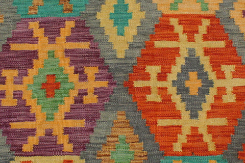 handmade Geometric Kilim Gray Rust Hand-Woven RECTANGLE 100% WOOL area rug 3 x 4