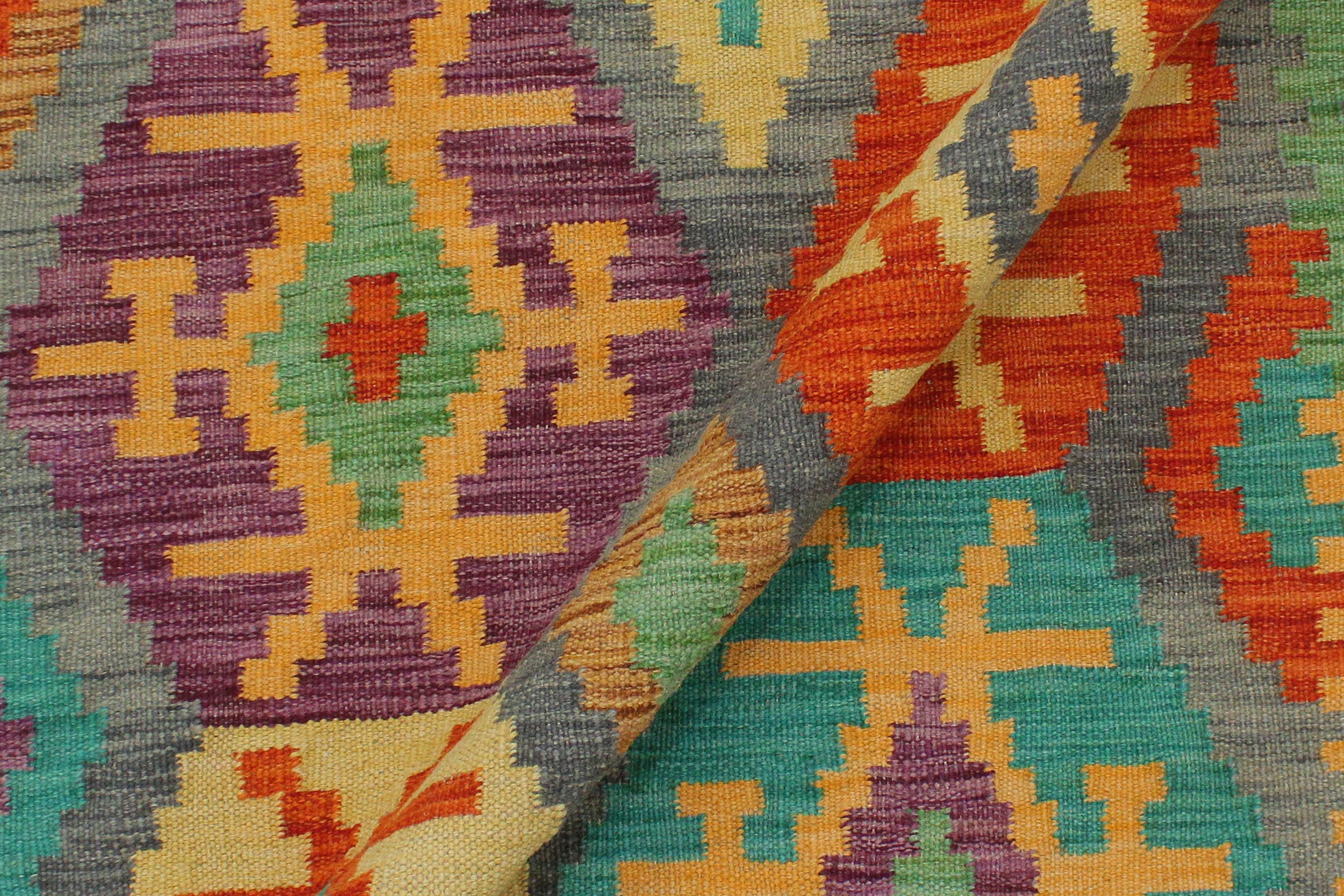 handmade Geometric Kilim Gray Rust Hand-Woven RECTANGLE 100% WOOL area rug 3 x 4