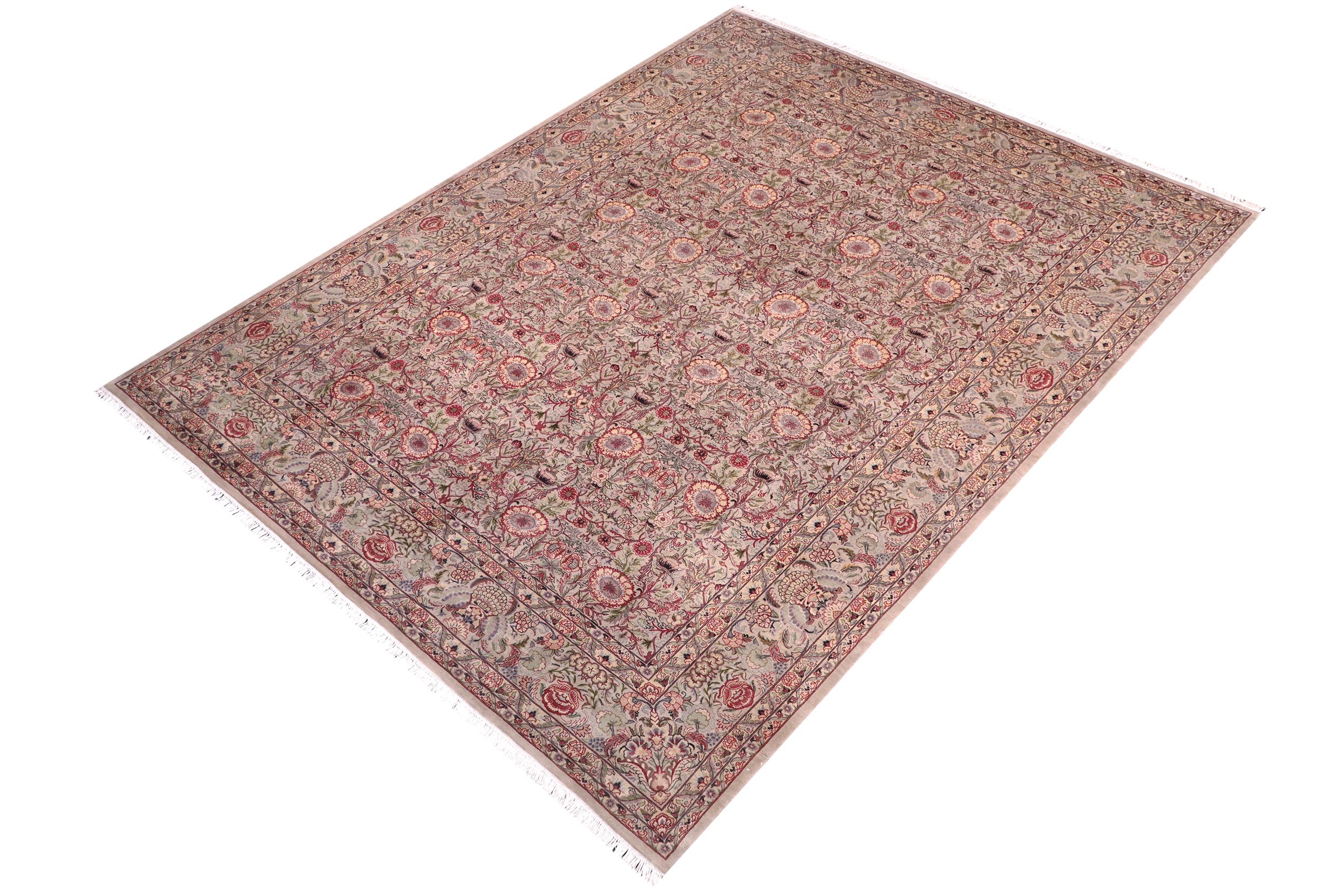 handmade Transitional Rosheen Gray Gray Hand Knotted RECTANGLE 100% WOOL area rug 10x14
